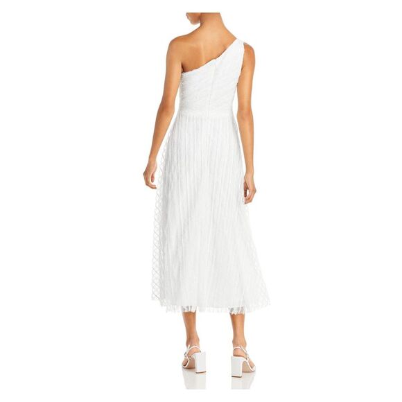 AQUA FORMAL Womens Mesh Overlay Lined Sleeveless Midi Evening Fit + Flare Dress - Picture 2 of 4